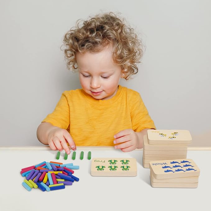 TOOKYLAND Peg Board Toddler Toys, Counting Wooden Toys with 55 Pegs - Image 6