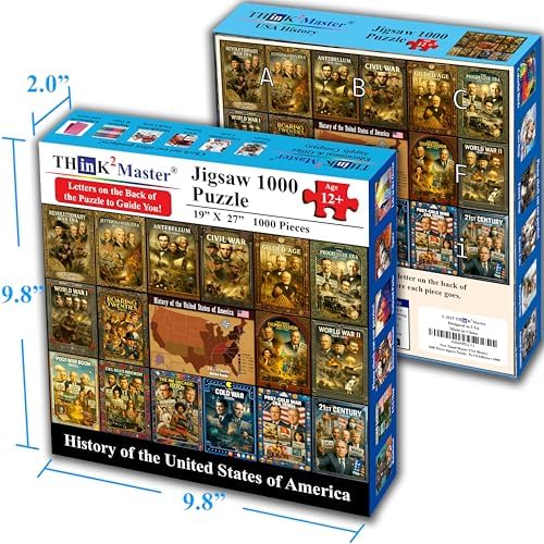 Think2Master History of the United States 1000 Pieces Large Format Jigsaw Puzzle: 13+, Seniors, Adults. Great Gift. Presidents, Key Events & ERAS from 1776 to Today. Size: 26.8” X 18.9” - Image 5