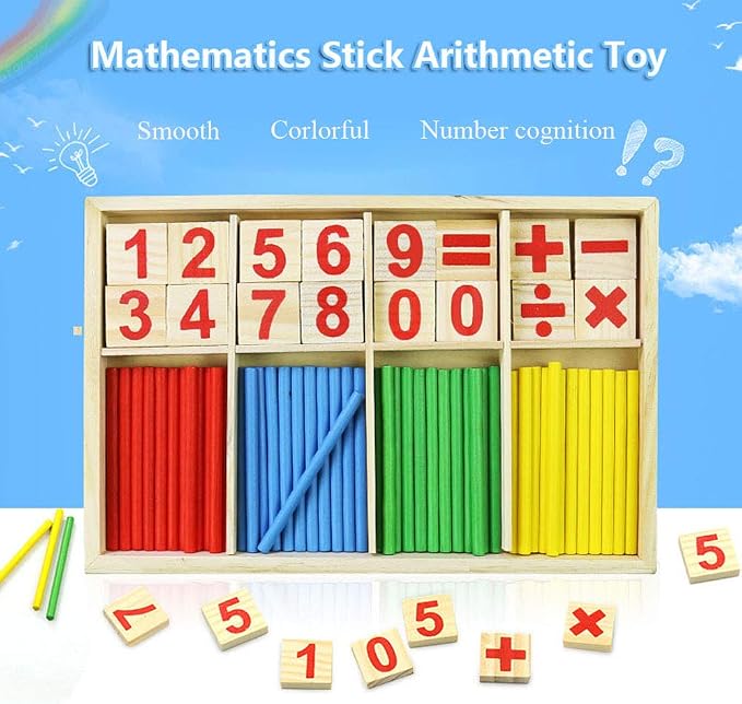 Umbresen Montessori Toys Math Educational Toy - Wooden Intelligence Sticks Number Cards and Counting Rods with Box - Image 5