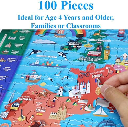 Think2Master Map of Europe 100 Pieces Jigsaw Puzzle. Great Gift. European History. Size:23.4” X 16.5” by Kyle Kim - Image 2