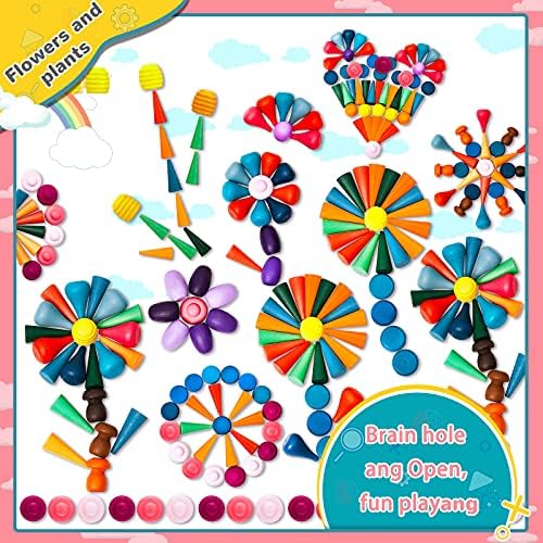 Chivao Loose Parts Play Materials Set, Wooden Mandala Toys Kit,162 Pcs - Image 5