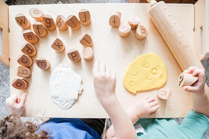 Alphabet Playdough Stamps for Kids - Lowercase Letter Stamp Set - ABC Toddler Clay Dough Stampers