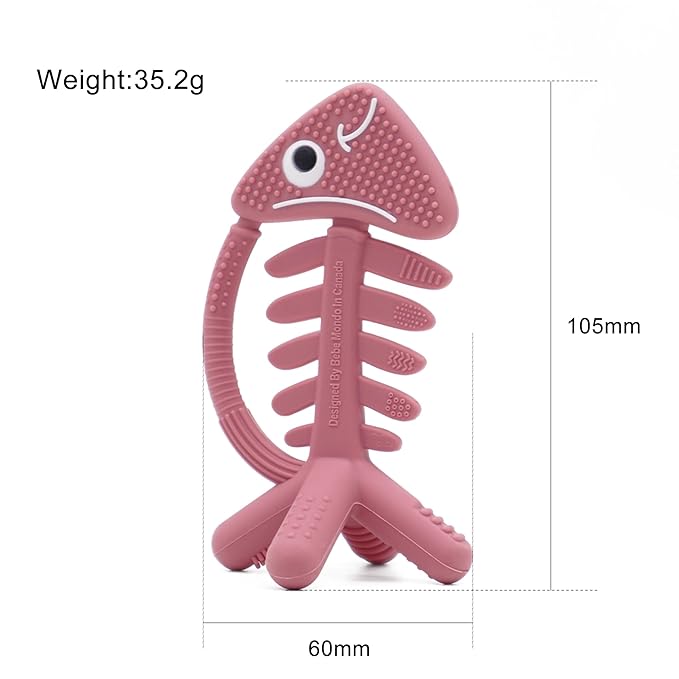 3 in 1 Infant Toys, Baby Teething Toys 3–6 6–12 Months, Teethers for Babies 0–3–6–12 Months for Teething Relief, Baby Gift, Baby Teether Toys, Silicone Sensory Toys,USA Patent Pending, Fish-Rose Pink