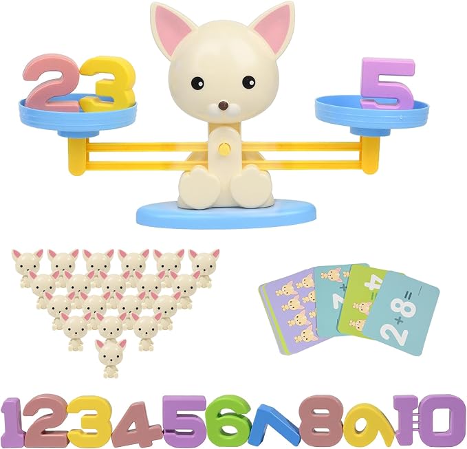 Puppy Balance Counting Toys, Cool Math Learning Games for Boys and Girls, Educational Number Toy Preschool Puppy Balance Counting Toy, Fun Children's Gift STEM Math Games Toys for Kids Age 3+(63 PCS) by lonfypeng