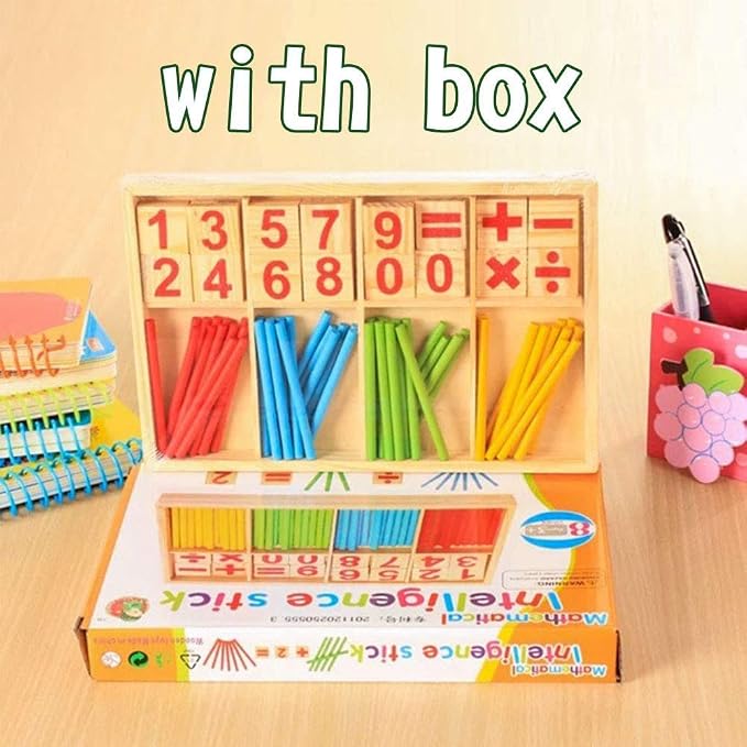Umbresen Montessori Toys Math Educational Toy - Wooden Intelligence Sticks Number Cards and Counting Rods with Box - Image 8