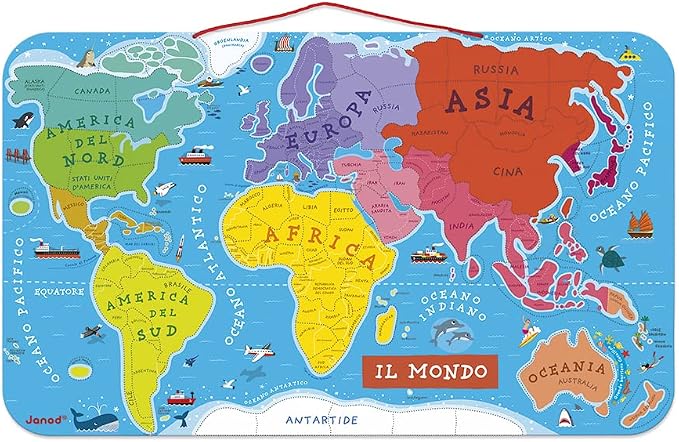 Janod J05513 Italian Version Magnetic World Map Puzzle - Image 3