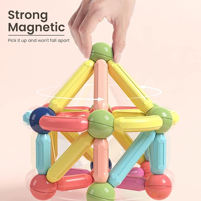 BAKAM Magnetic Building Blocks for Kids Ages 4-8, STEM Construction Toys for Boys and Girls, Large Size Magnetic Sticks and Balls Game Set for Kid’s Early Educational Learning (25PCS) - Image 2