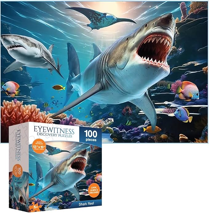 Eyewitness Discovery Puzzle Shark Reef, 100 Piece Jigsaw for Kids, Educational Learning Toy for Boys & Girls, Children Ages 5+ by EyewitnessDiscoveryPuzzles