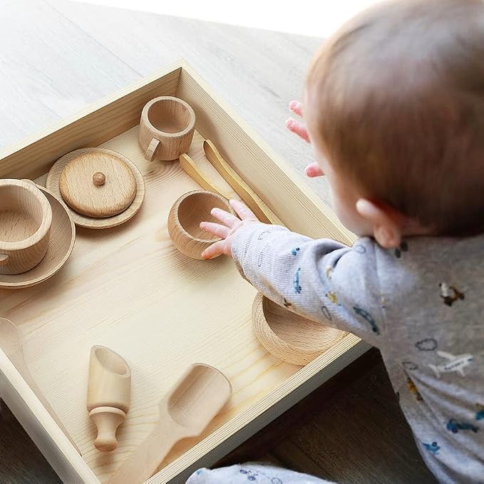 Montessori Sensory Bin Tools: 1 Wooden Box + 11 Sensory Tools for Toddlers & Preschool Children - Fine Motor Learning Pretend Play - Image 5