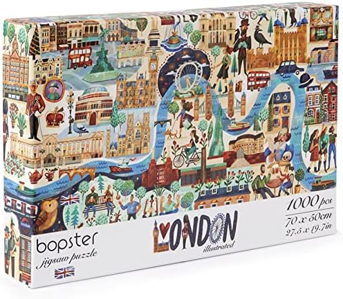 Jigsaw Puzzles 1000 Pieces for Adults - London Illustrated Theme 1000 Piece Puzzle - Adults and Kids Jigsaw Puzzle London Including King Charles III and Queen Elizabeth II - 100% Recycled by bopster - Image 3