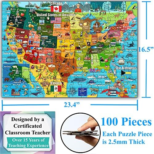 Think2Master Colorful United States Map 100 Pieces Jigsaw Puzzle Great for Families. Great Gift USA.23.4” X 16.5” - Image 6