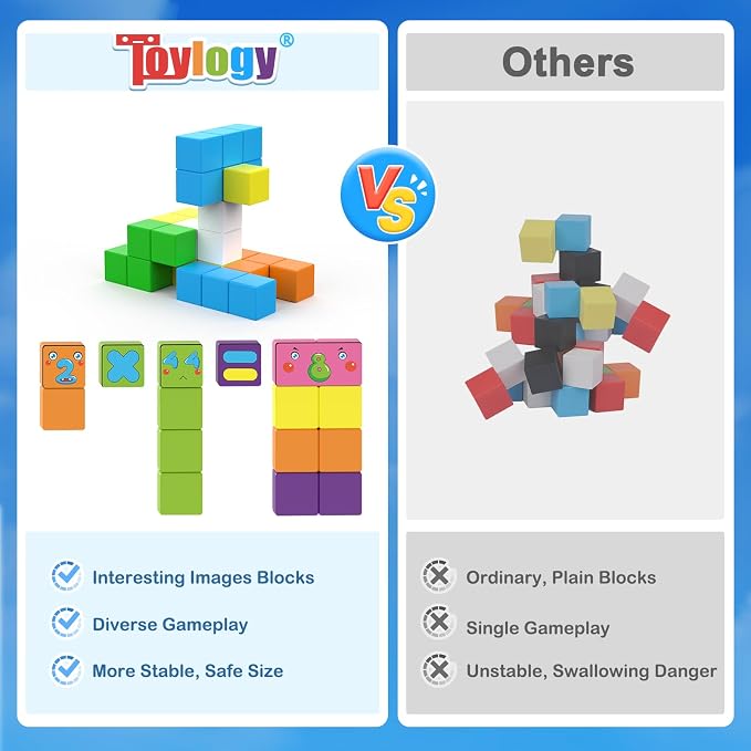 Magnetic Blocks World Number Building Cubes for Toddlers Age 3+ Boys Girls - Image 6