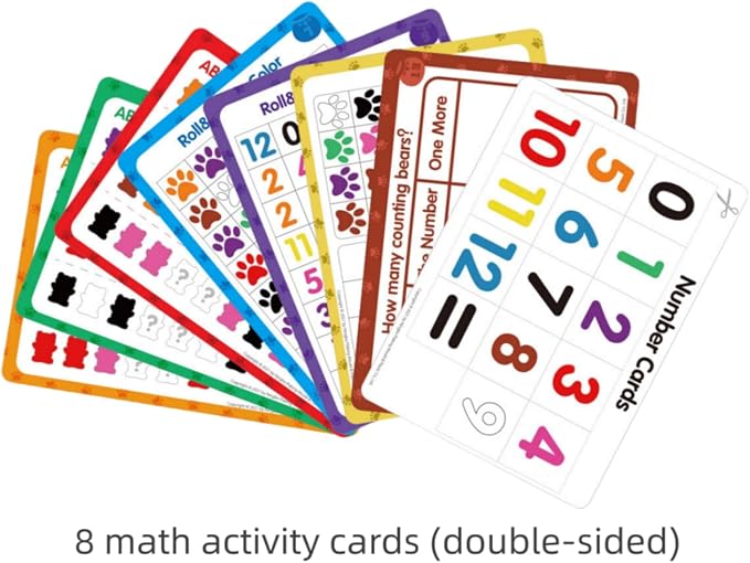Mini Number Pops 1-10 – 100 Pcs Translucent Bear Counters Includes 11 Activity Cards, Color Sorting Toys, Fun Number Matching Toys for Kindergarten & Preschool - Image 9