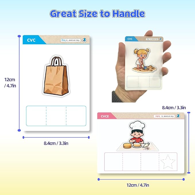 CVC CVCC CVCE CCVC Word Building Activity Cards 100 Writing & Spelling Phonics Flash Cards with 200 Words Phonemic Awareness Classroom Must Have Sight Words Practice Kindergarten Homeschool Supplies - Image 7