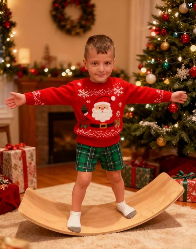 Wooden Balance Board Kids, 37" Natural Wobble Board Wooden Toys for Toddlers Kids & Adults, Birthday Gifts for 3 4 5 6 7 8 Year Old Boys Girls Kids, Open Ended Montessori Waldorf Learning Toy