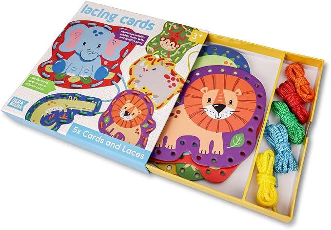 Serabeena Lacing Cards for Kids Ages 3-5 - Safari Animals | 5 Cards - Image 4