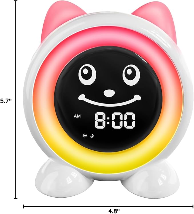 Toddlers Sleep Training Clock, Ok to Wake Clock with Red Green Light - Image 8