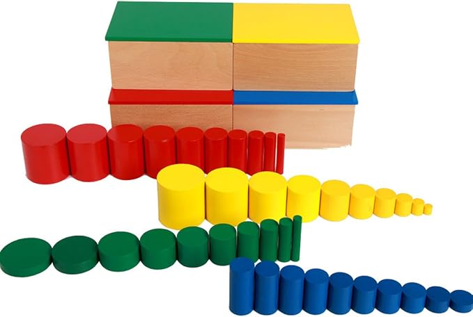 YHZAN Montessori Sensorial Material Knobless Cylinders Kids Wooden Toy (Set of 4) Early Development Tool for Toddlers Wooden Blocks - Image 3