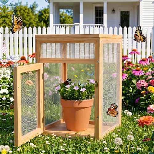 Bucherry Wooden Butterfly Habitat Cage Monarch Caterpillar Enclosure, 15.7" by Bucherry
