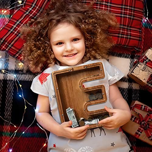 ladenk 12 Inch Extra Large Wooden Kids Letter Piggy Bank - Piggy Bank for Boys Girls - Initial E Bank - Alphabet Money Bank for Birthday - Image 6