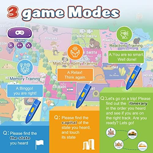 Qiaojoy V2 Interactive Map Bilingual United States Map for Kids Learning - Image 5