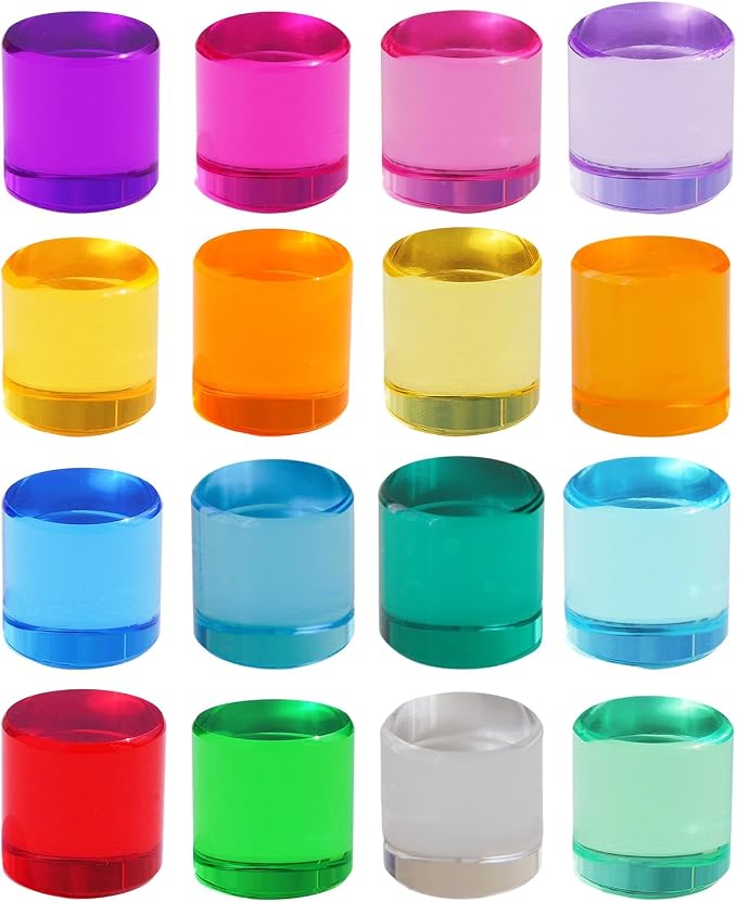 Rainbow Acrylic Blocks, 16 Stackable Cylinders for Kids Ages 3+ by Unknown