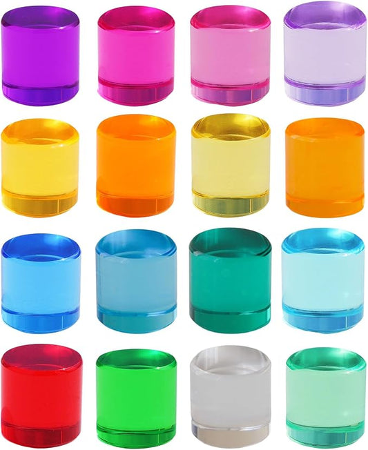 Rainbow Acrylic Blocks, 16 Stackable Cylinders for Kids Ages 3+ by Unknown