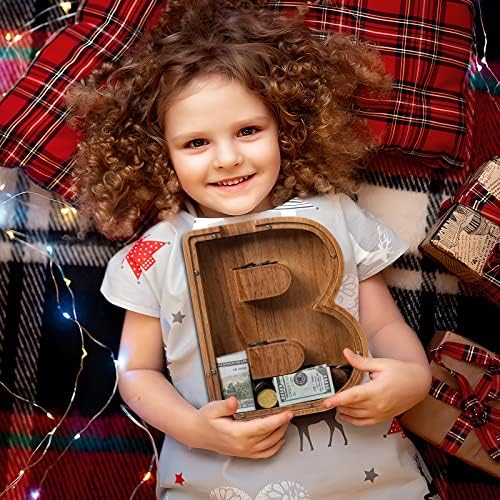 ladenk 12 Inch Extra Large Wooden Kids Letter Piggy Bank - Piggy Bank for Boys Girls - Initial B Bank - Alphabet Money Bank for Birthday - Image 6