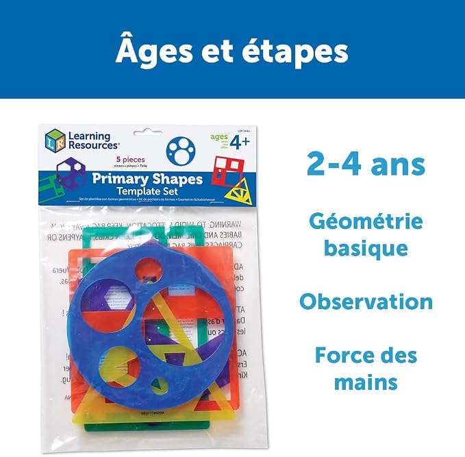 Learning Resources Primary Shapes Template Set - 5 Pieces, Ages 4+ Homeschool and Classroom Supplies, Geometric Shapes, Tracing Helper for Kids - Image 5