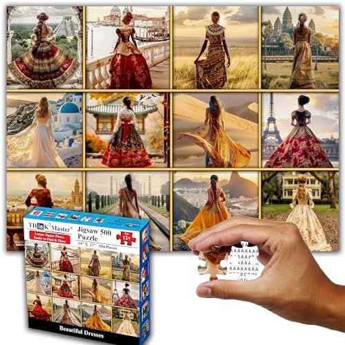Think2Master Beautiful Dresses from Around The World 500 Pieces Very Large Pieces Jigsaw Puzzle for 13+ Adults & Seniors. Elegant Dresses Vibrant Colors, Cultural Art Size: 26.8” X 18.9” by Think2Master