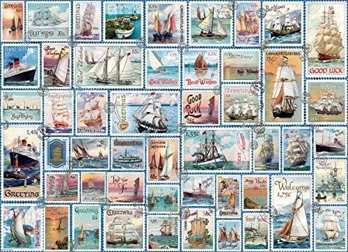 EuroGraphics (EURHR) Sailing Ships Vintage Stamps 500Piece Puzzle 500Piece Jigsaw Puzzle - Image 2