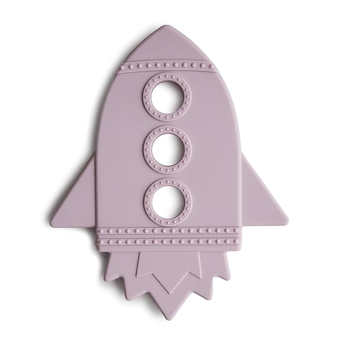 mushie Silicone Baby Teether Toy | Rocket (Soft Lilac)