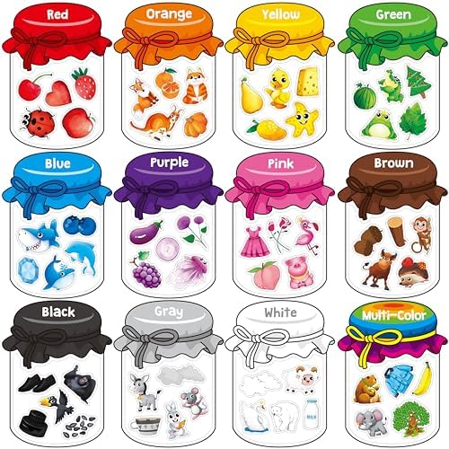 12 Pieces Magnetic Color Sorting Toys, 60 Color Magnets Educational Refrigerator Whiteboard for Baby Toddlers Kids Magnets by SpriteGru