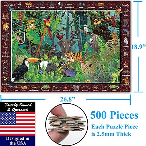 Think2Master Rainforest Jungle Animals 500 Pieces vith Large Pieces Jigsaw Puzzle for Seniors, Adults & Families. Great Gift Size: 26.8” X 18.9” - Image 6