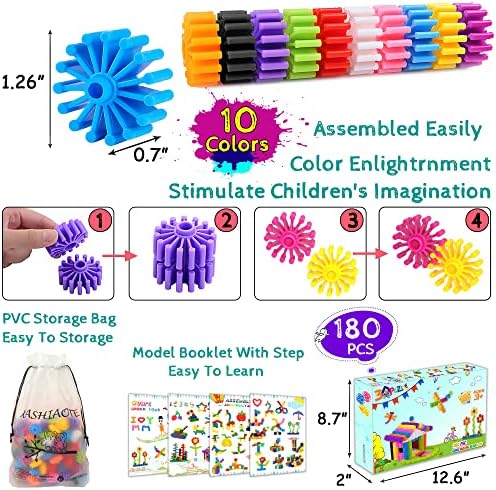 Gears Interlocking Learning Set, STEM Construction Toy Set - Building Kids Toys 180 Pcs - 10 Colors - Image 3