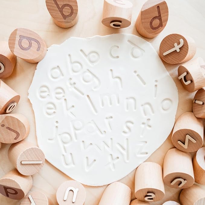 Alphabet Playdough Stamps for Kids - Lowercase Letter Stamp Set - ABC Toddler Clay Dough Stampers