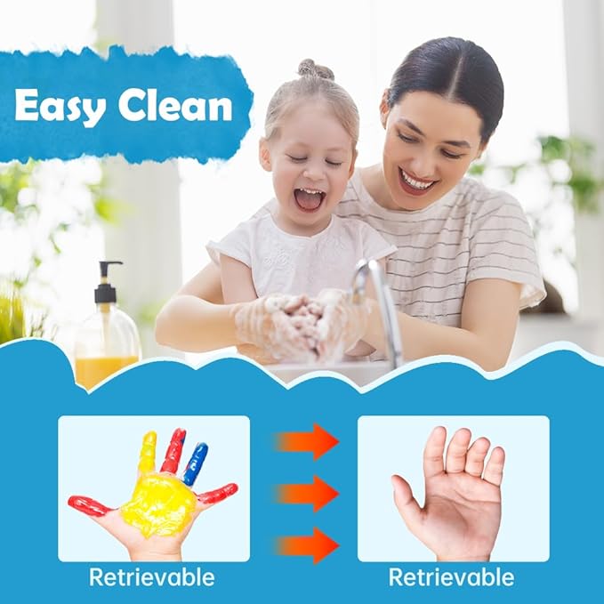 Funny Finger Painting Kit, 2026 New Kids Washable Finger Paint Set with Book for Toddlers Finger Drawing Toys, Colorful Art Painting Supplies DIY Crafts Painting Early Learning Gifts (12 Color)