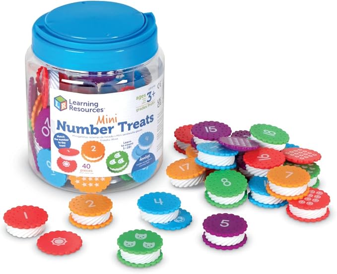 Learning Resources Mini Number Treats - Counting Skills, Cookies Toys, Montessori Fine Motor Skills, Math Manipulatives, Gifts for Boys and Girls by LearningResources