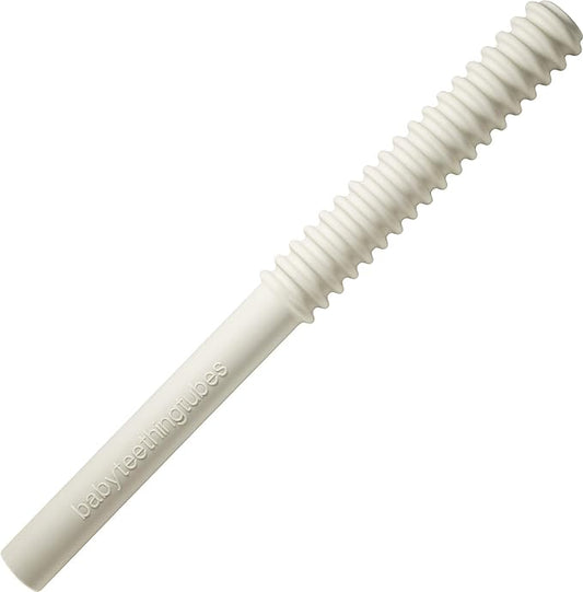 Baby Teething Tubes - Made in The USA Baby Teething Toys - Soft & Durable Infant Toys and Toddler Silicone Teether - 7 Inches, Ivory - Baby Must Haves for Teething Relief - Food Safe & Easy to Clean
