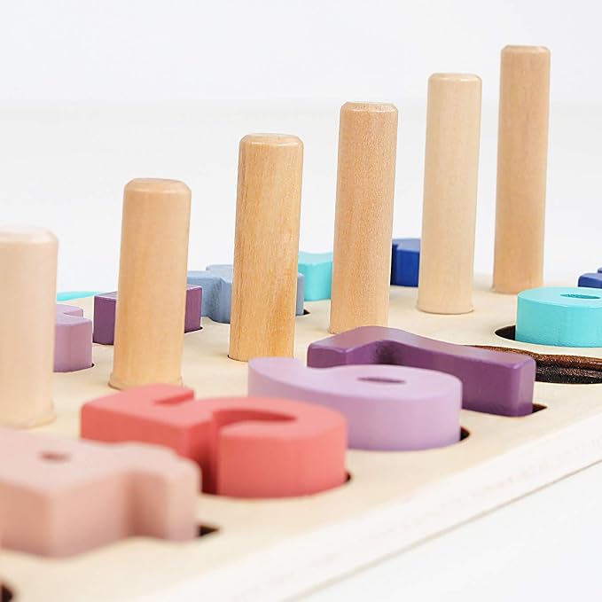 QZMTOY Counting Shape Stacker Wooden Count Sort Stacking Tower with Wood Colorful Number Shape Math Blocks for Kids Preschool Educational Toddlers Toy - Image 4