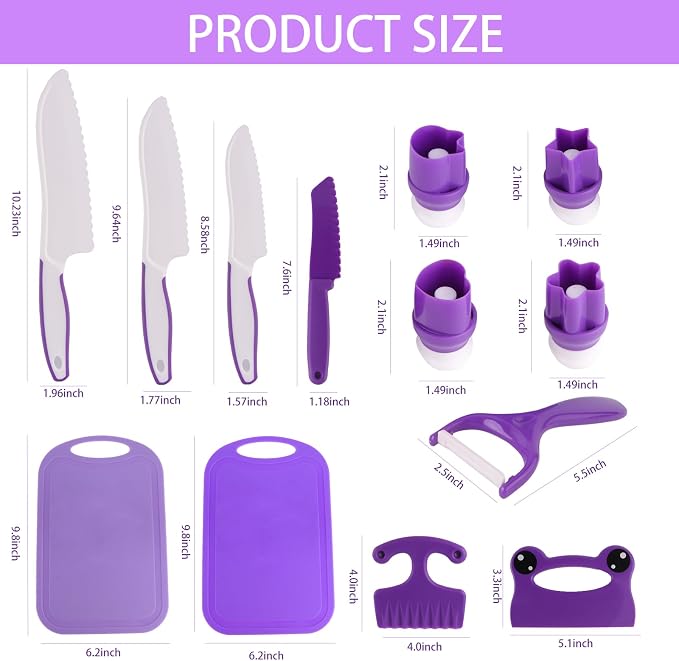 Montessori Kids Knife Set for Real Cooking – Safe Kitchen Tools, Toddler Cooking Toys for Ages 4-10, Birthday Gift for Girls & Boys, Educational Cutting Set - Image 5