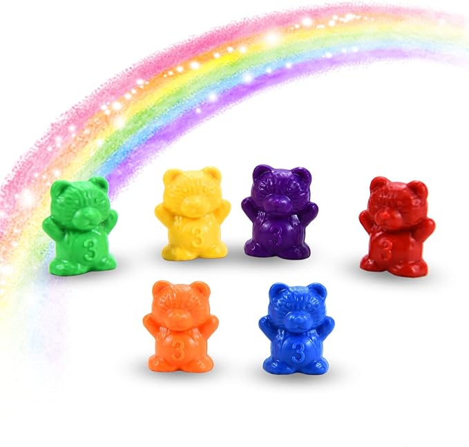 Timoo 120 Pcs Rainbow Counting Bears Math Manipulatives Color Sorting Bears Counting Bears (Green & Purple & Blue & Orange & Red & Yellow) - Image 6