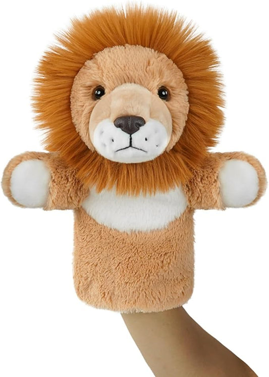 Plush Toy Hand Puppet Wild Animal for Puppet Show Stage Adult Size Fit Educational Storytelling Tool Stuffed Safari King Lion