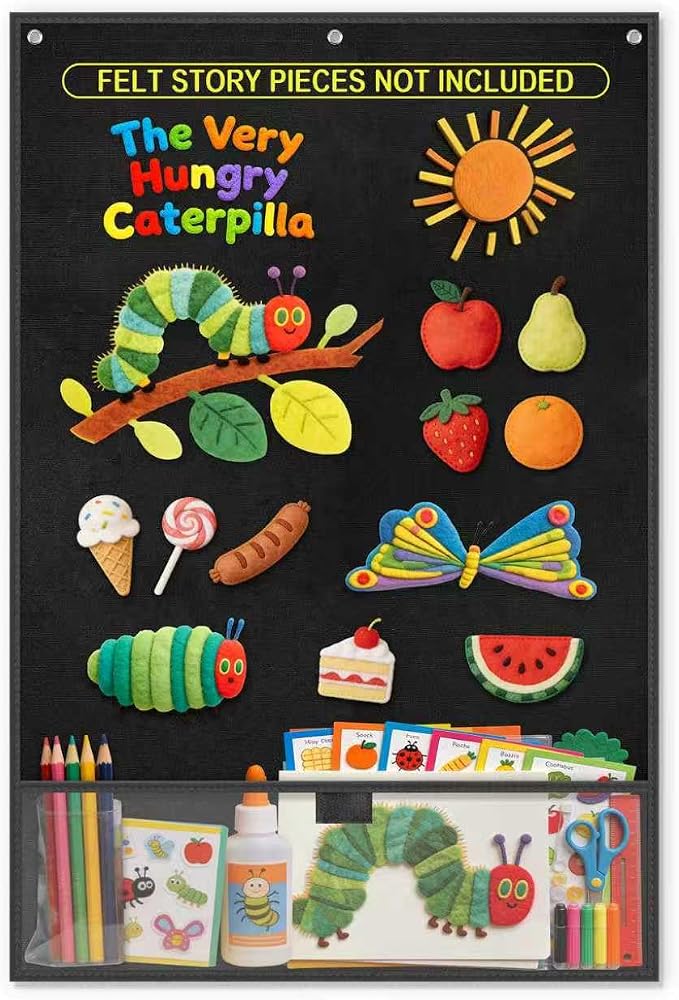 AKAYOK 24"x36" Felt Board for Classroom & Home - Flannel Story Board with Magnets, Transparent Pocket & 30 Self Adhesive Dots | Interactive Learning, Visual Schedule, Storytelling for Teachers & Kid by AKAYOK