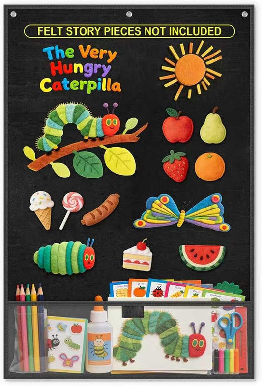 AKAYOK 24"x36" Felt Board for Classroom & Home - Flannel Story Board with Magnets, Transparent Pocket & 30 Self Adhesive Dots | Interactive Learning, Visual Schedule, Storytelling for Teachers & Kid by AKAYOK