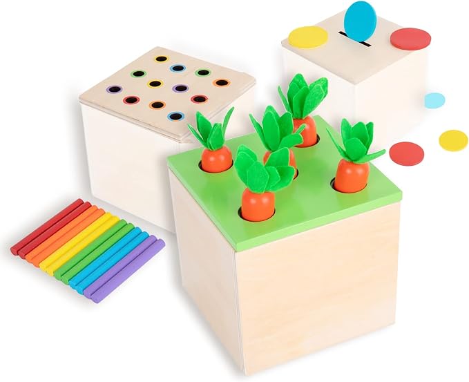 Adena Montessori 3 in 1 Wooden Play Kit for Babies 6-12 Months - Image 3