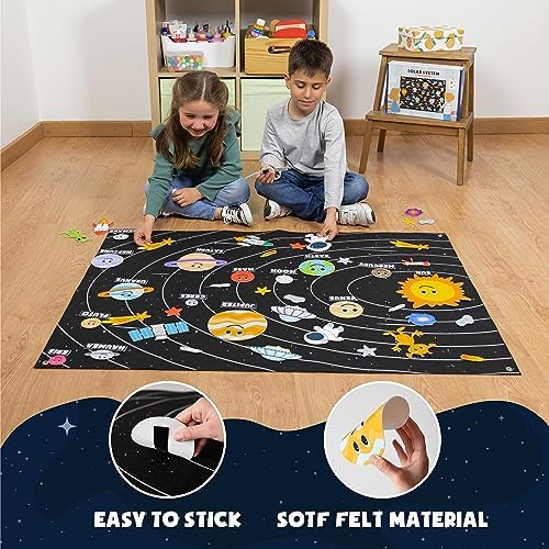BONNYCO Solar System for Kids Toys with 61 Felt Figures. Space Montessori Toys, Girls Boys Birthday Gifts Planets. Felt Board for Toddlers Story, Educational Kids Gifts 3 4 5 6 7 8 Years, Christmas - Image 6