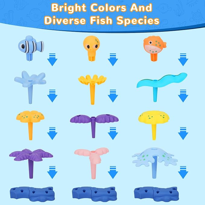 Coral Garden Flower Building Toys for for Toddlers 3-5 Year Old，Upgrade DIY Building Blocks Toys for Ages 3-4 Girls,Educational STEM Christmas Birthday Gift for Kids(136PCS) - Image 3