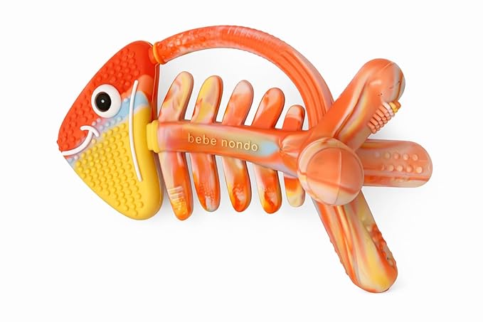 3 in 1 Infant Toys, Baby Teething Toys 3–6 6–12 Months, Teethers for Babies 0–3–6–12 Months for Teething Relief, Baby Gift, Baby Teether Toys, Silicone Sensory Toys,USA Patent Pending, Fish (Rainbow)