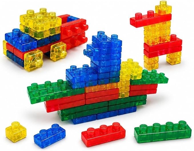 UNIQUE KIDS Flexible Jelly Building Blocks for Kids Ages 3+ – 40 PCS Jumbo Stackable Blocks, Chunky Bend Twist Stretch Blocks, Open-Ended Sensory Learning Toy Gift by UNIQUEKIDS